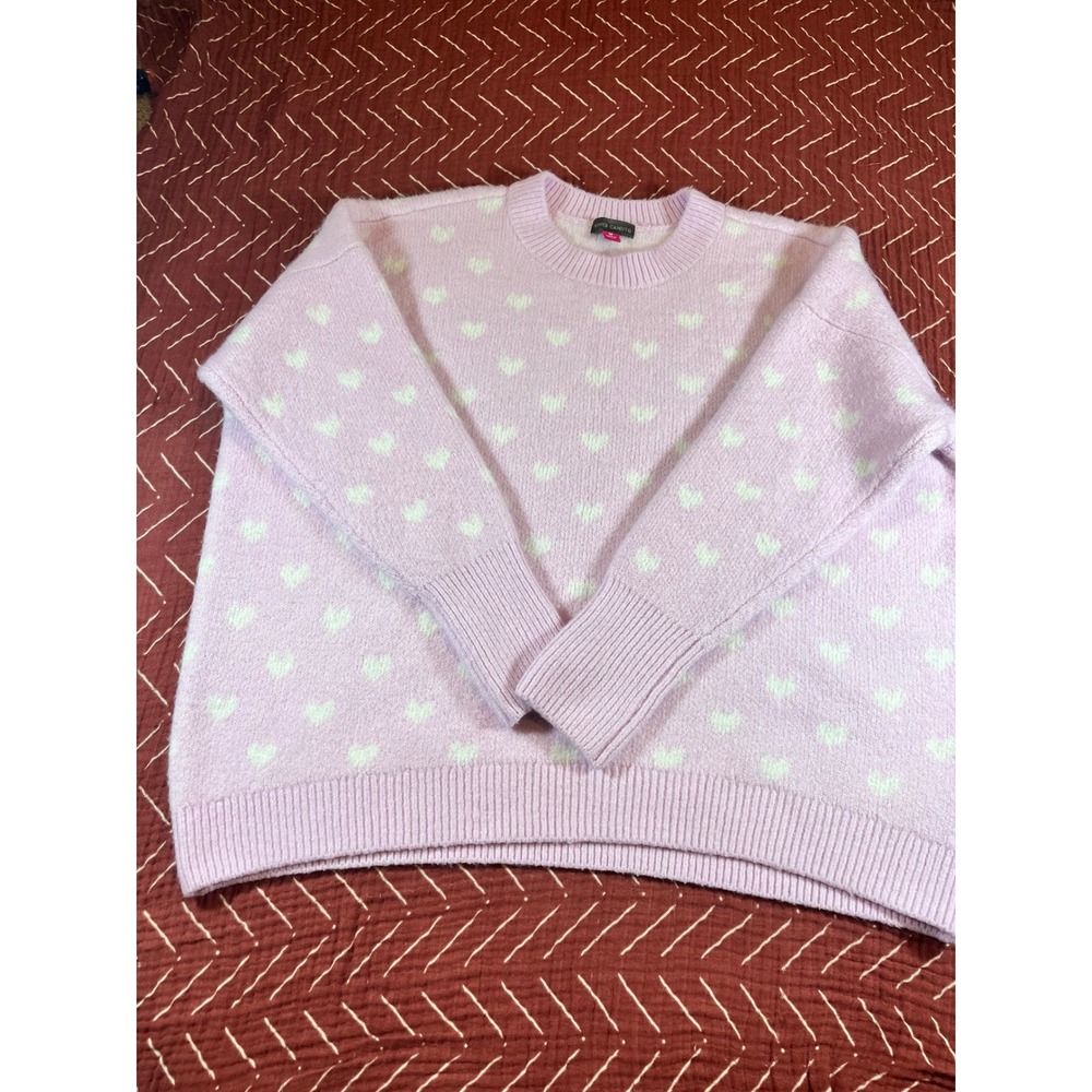 Vince Camuto Lavender Hearts Sweater Knit Pullover Long Sleeve Size M - Picture 3 of 8